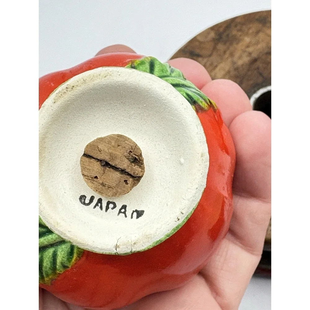 Vintage Tomato Salt & Pepper Toothpick Holder Made In Japan Vegetable Kitchen